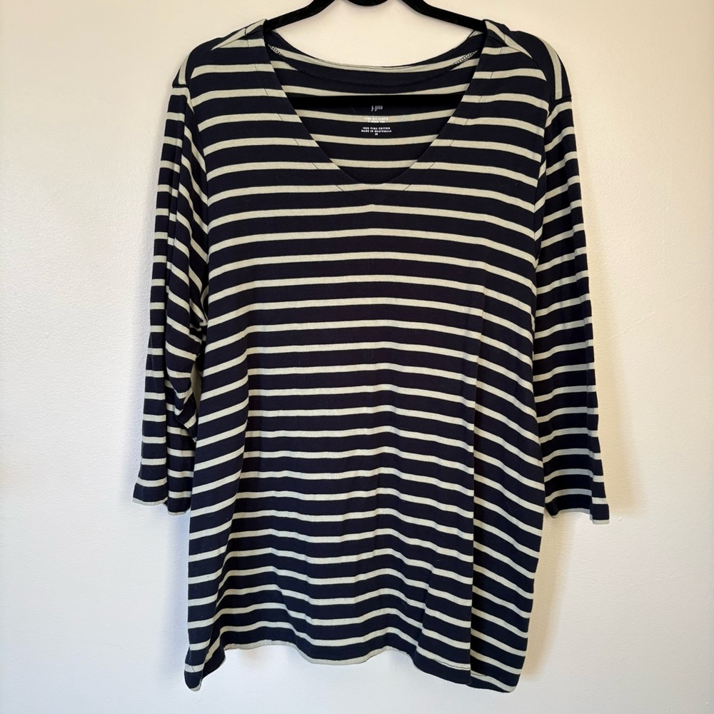 J. Jill Pima Cotton 3/4 Sleeve V-Neck Top Size 2X